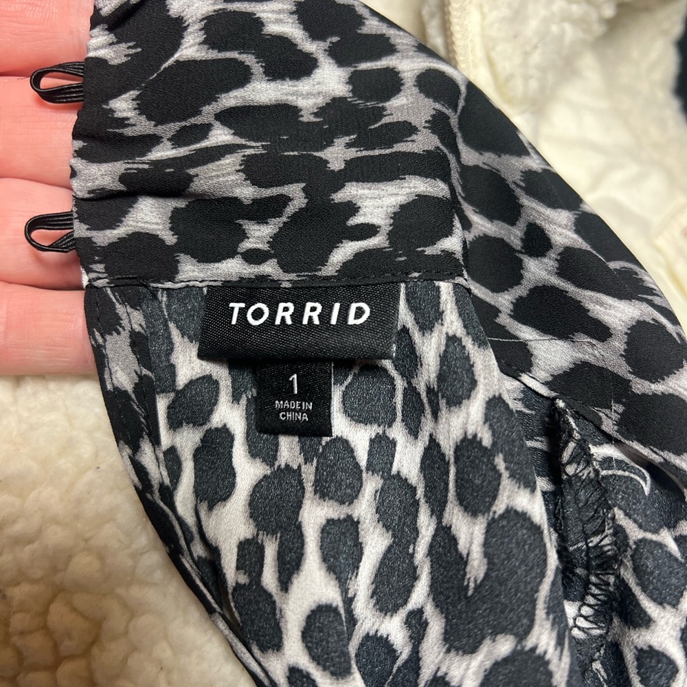 Torrid Black and Gray Animal Print Blouse